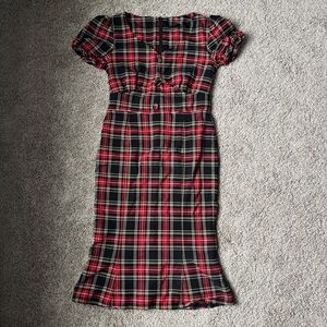 Lady Vintage Size 14 Red & Black Plaid Dress